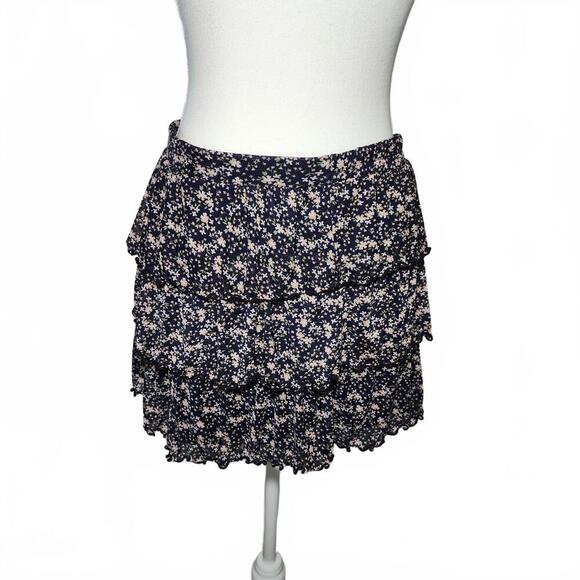 Kirious Women's Tiered Floral Skirt Size L Navy - Picture 1 of 7